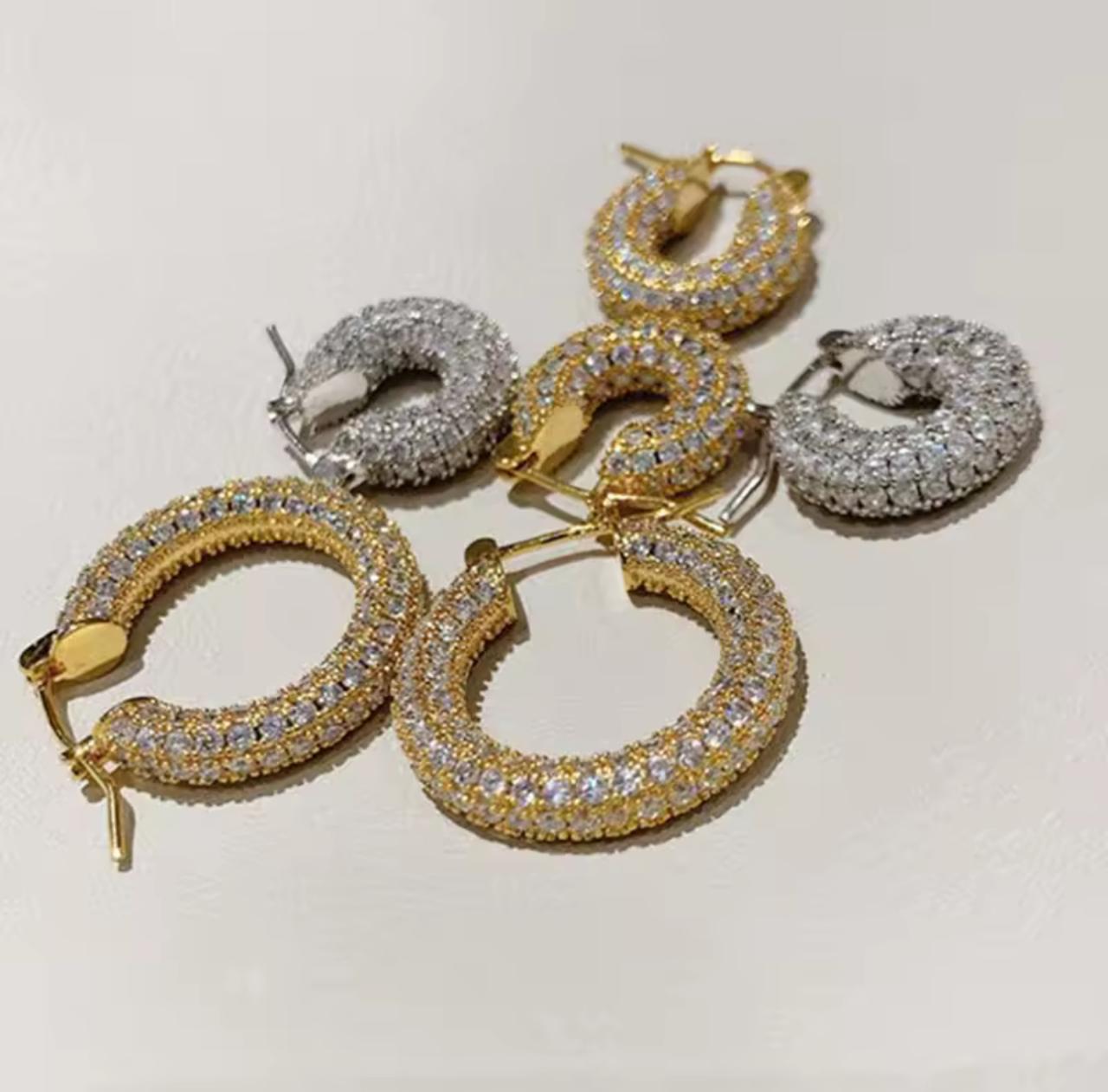 Argollas Gold con Cz rodinadas