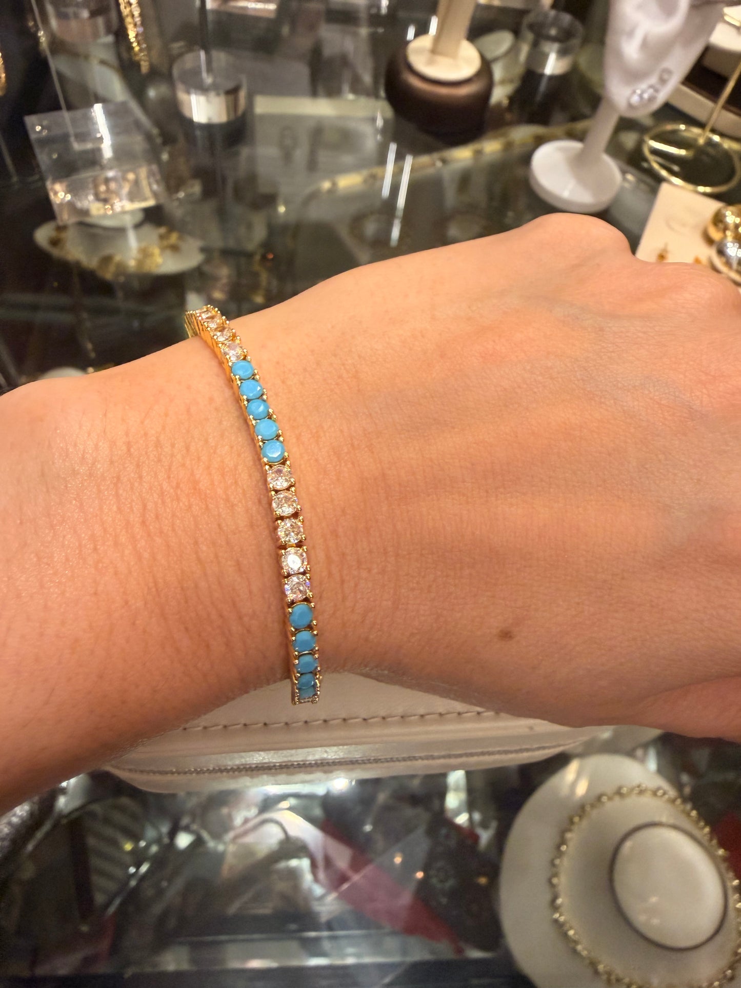 Tennis bracelet turquesa & cristales