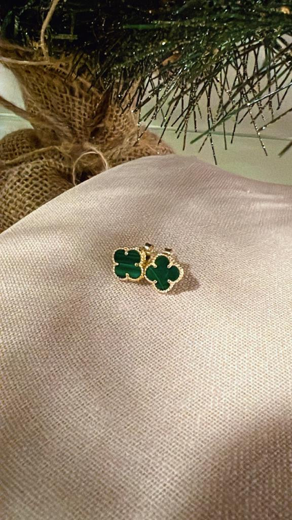 Aretes de Oro Malaquita - Verde