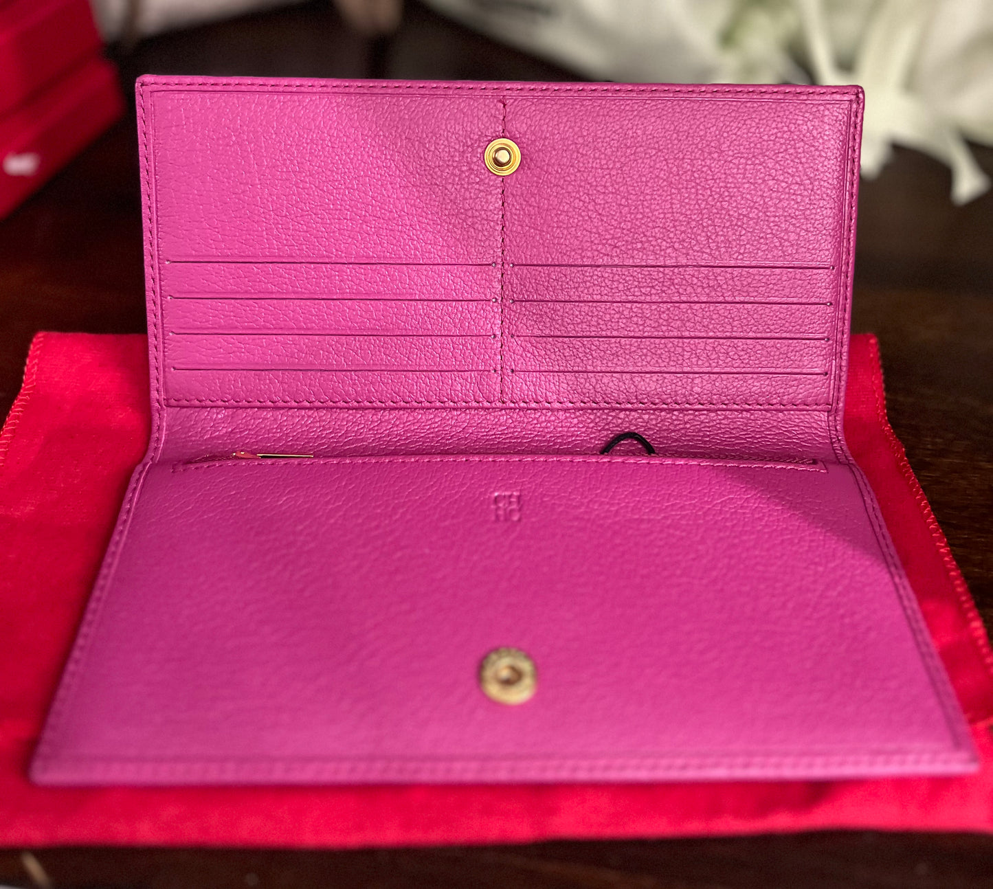 Wallet Carolina Herrera iniciales CH rosa
