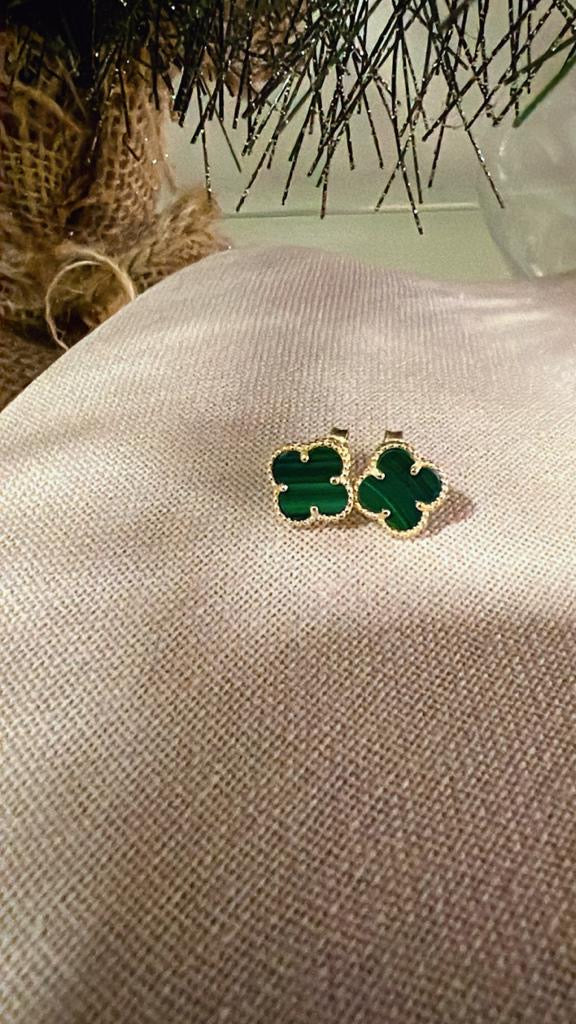 Aretes de Oro Malaquita - Verde