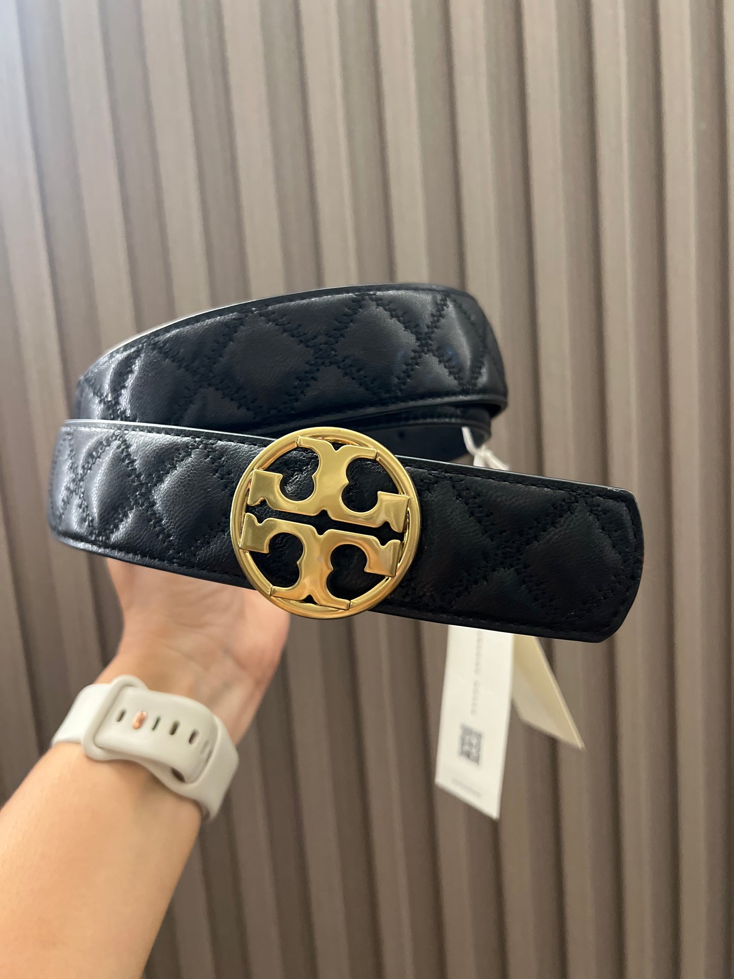 Cinturón Tory Burch black logo Gold