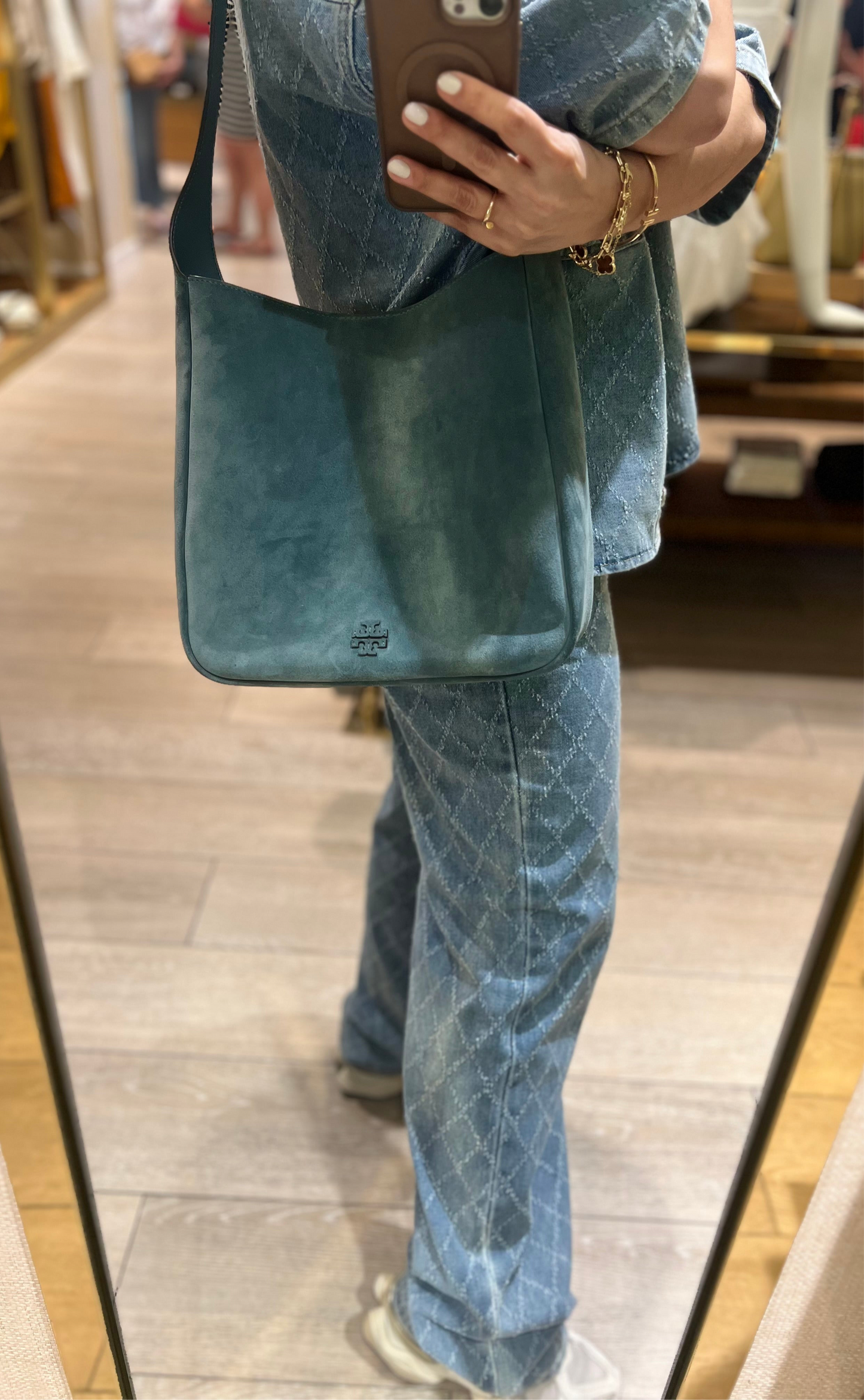 Bolso Tory Burch Shoulder Bag gamusa color azul lavado