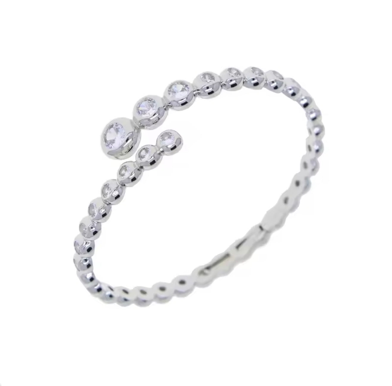 Brazalete rodinado silver con Cz redondas