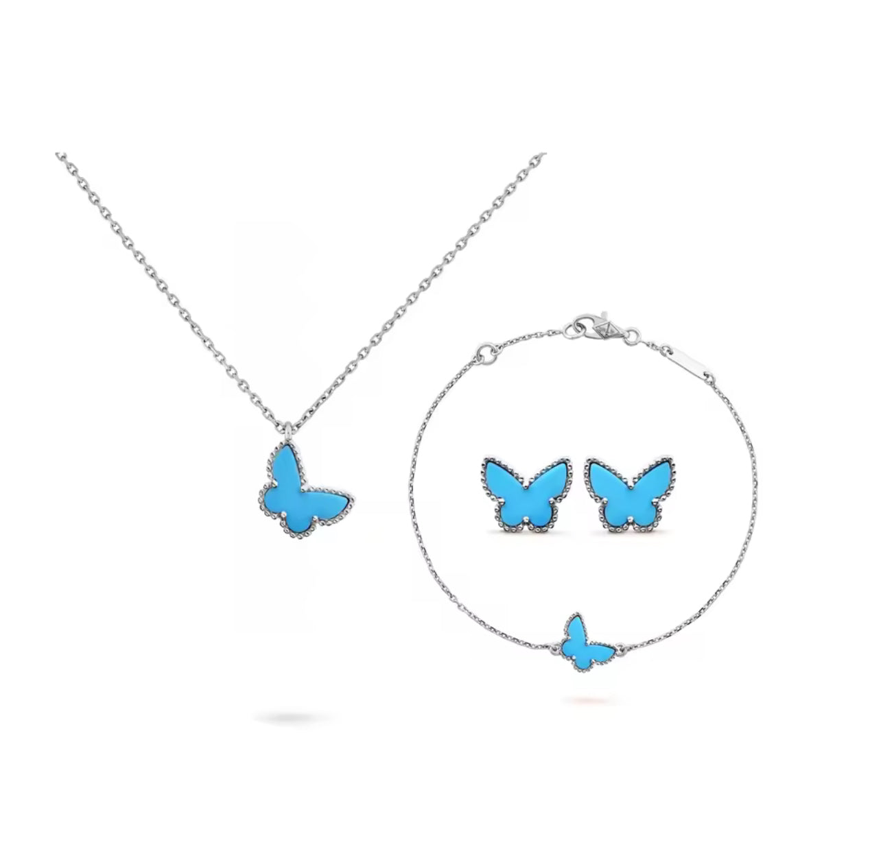 Set mariposa turquesa en plata 925 silver