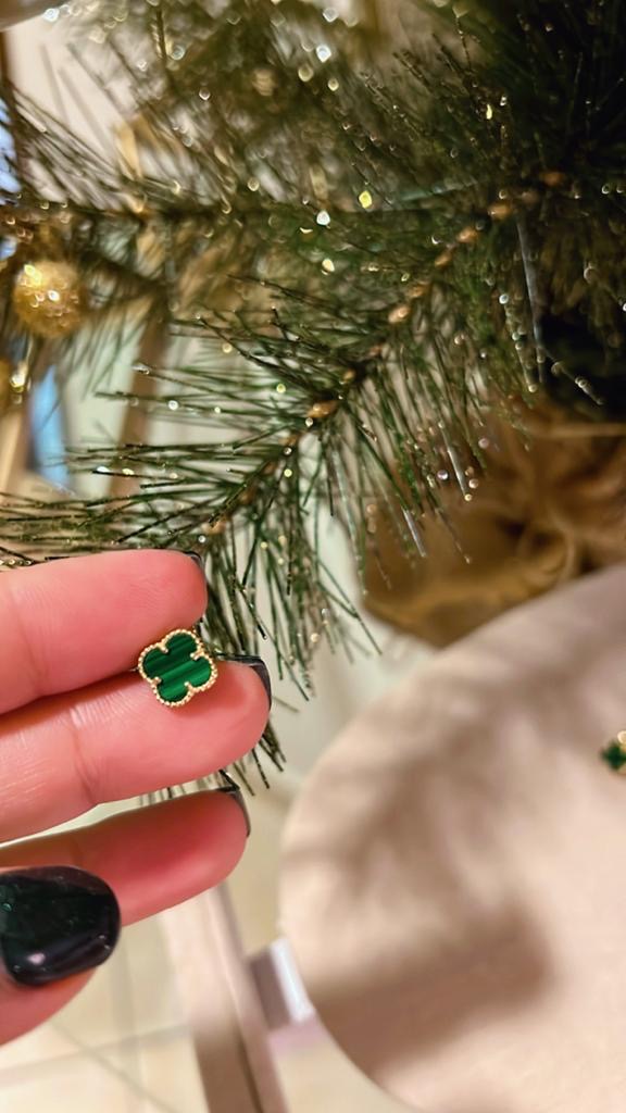 Aretes de Oro Malaquita - Verde
