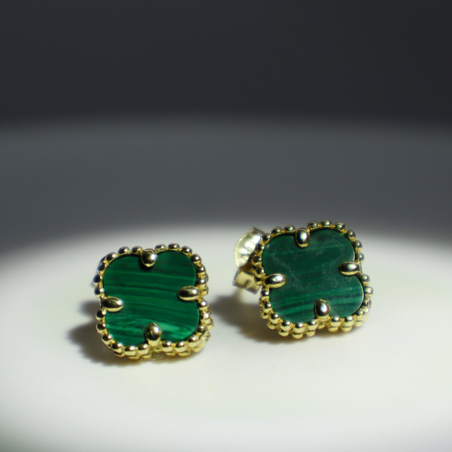 Aretes de Oro Malaquita - Verde