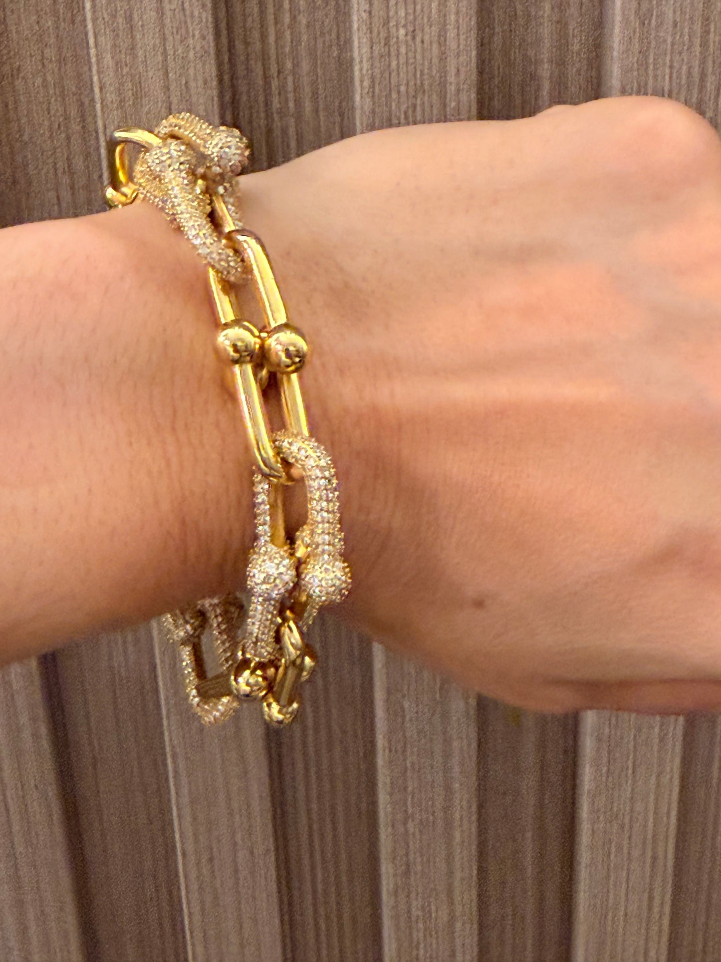 Set gargantilla y pulsera cadenas eslabones con circonias rodinado