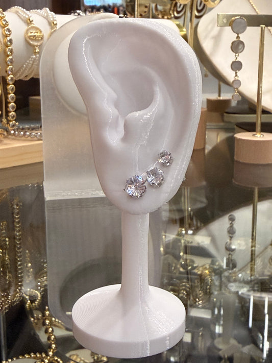 Set Aretes de puntos rodinados silver