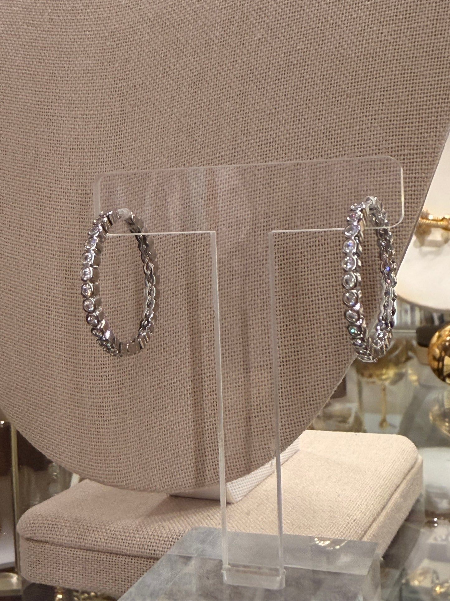 Argollas pequeñas rodinadas silver con Cz