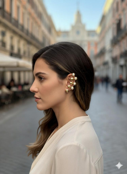 Aretes rodinados con perlas oro Golfilled baño oro de 24 kil