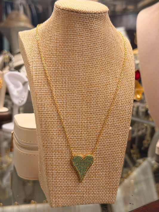Collar Heart Green Gold ✨