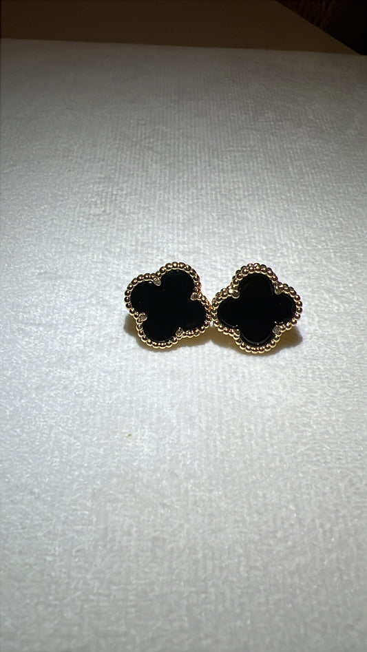 Aretes de flor black rodinados Gold