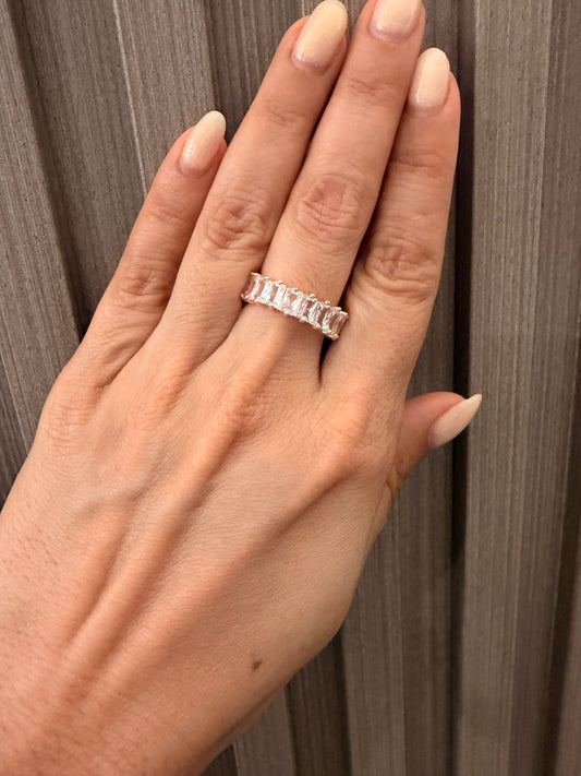 Anillo de baguettes white pink rodinado