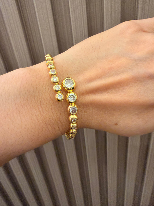 Brazalete rodinado Gold con Cz redondas