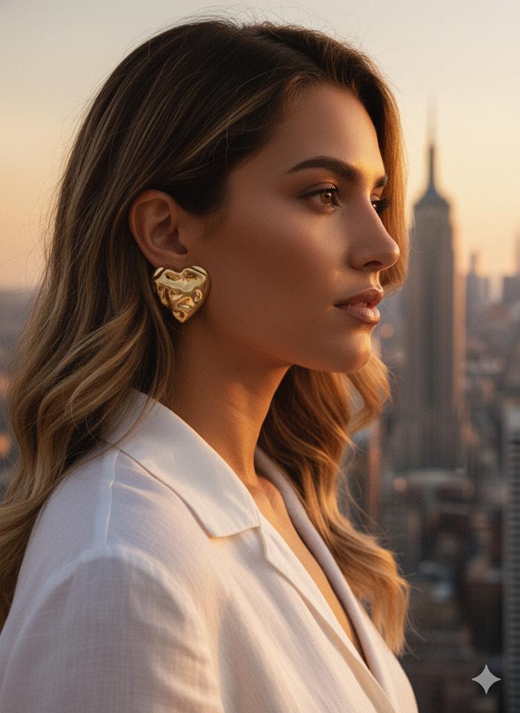 Aretes de corazón rodinados oro Golfilled baño oro de 24 kil