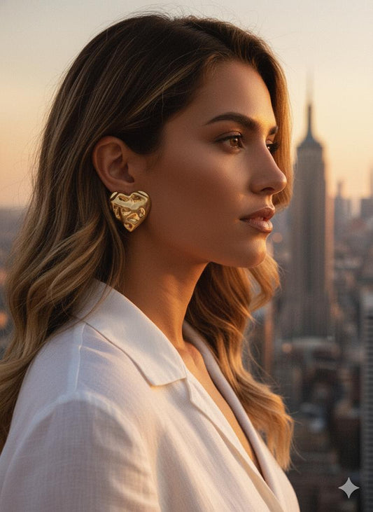 Aretes de corazón rodinados oro Golfilled baño oro de 24 kil