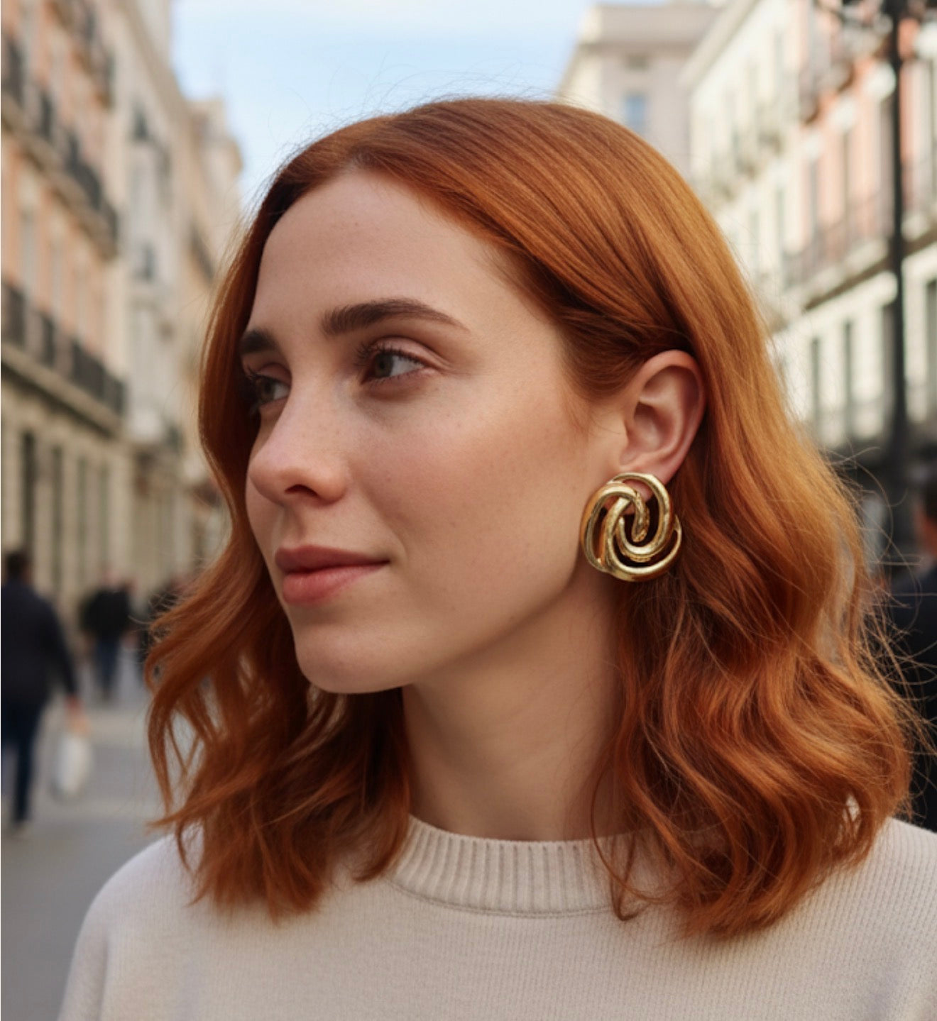 Aretes con  diseño rodinados oro Golfilled