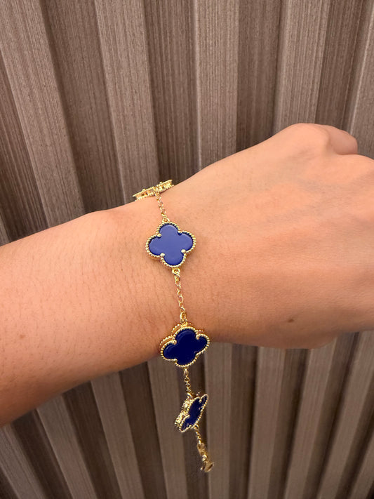Pulsera de flor Blue con rodio