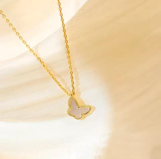 Set mariposa madre perla en plata 925 Gold