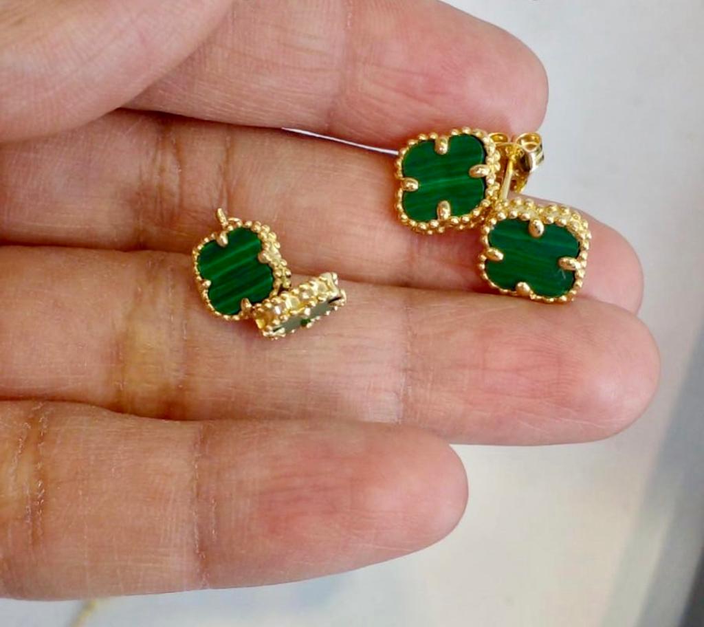 Aretes de Oro Malaquita  - Verde