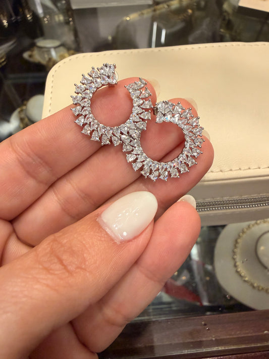 Aretes corte marquesa silver rodinados