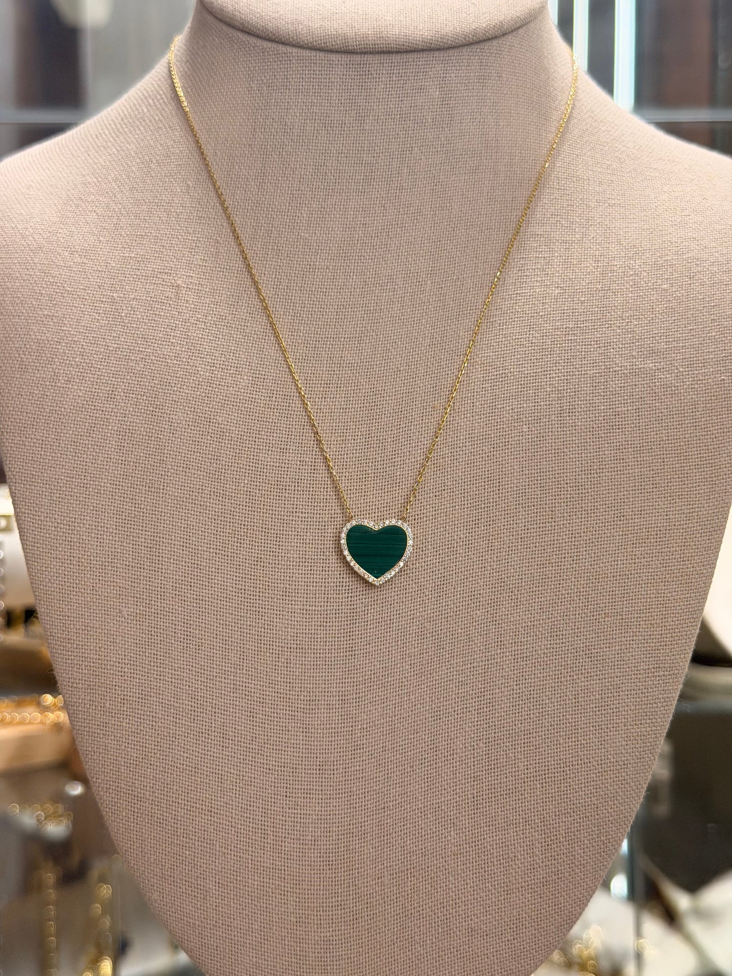 Cadena de Corazón Malaquita (Medium)