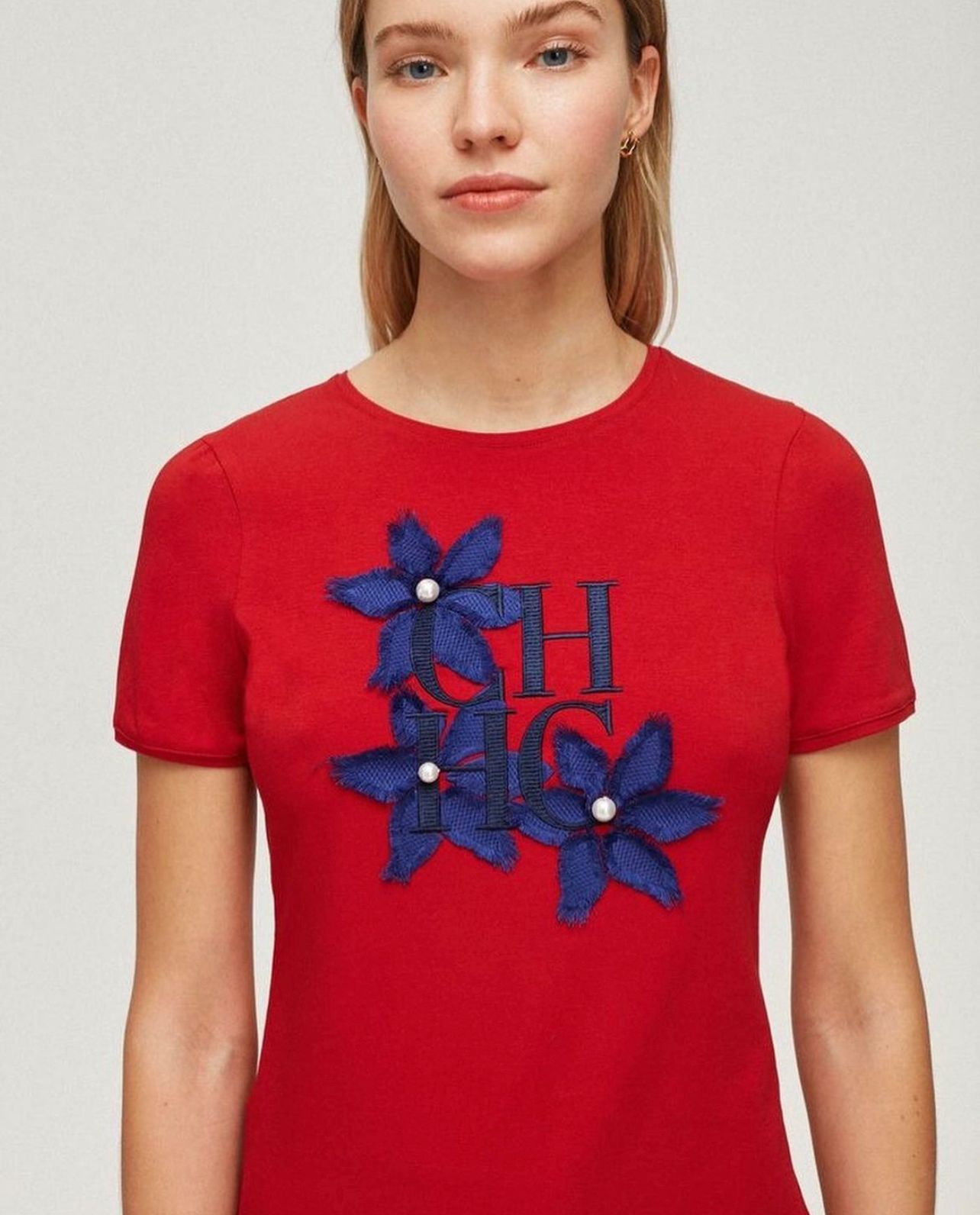 T-Shirt de Dama Carolina Herrera con Flores