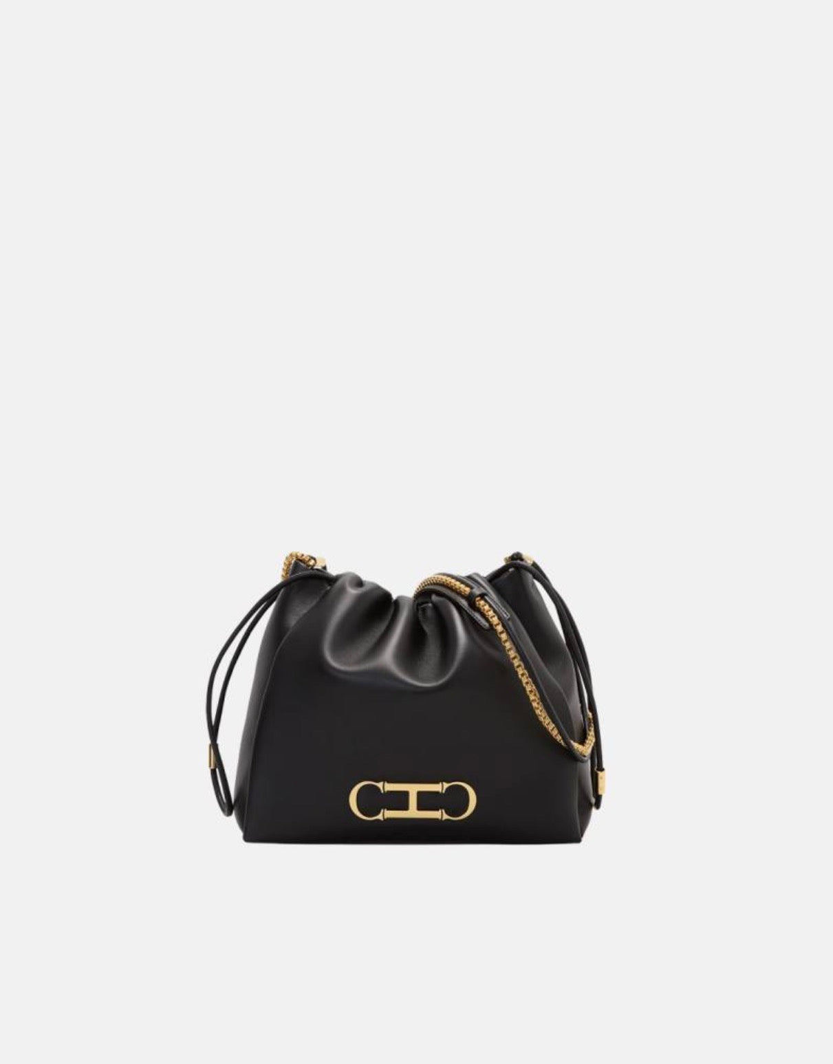 Bolso Carolina Herrera Initials Insignia Soft Bucket Negro