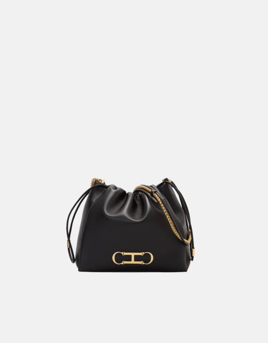 Bolso Carolina Herrera Initials Insignia Soft Bucket Negro