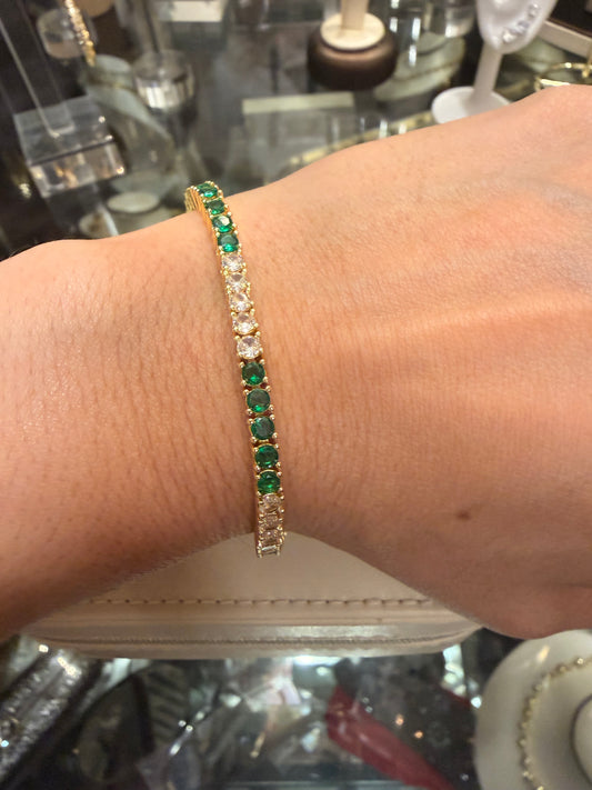 Tennis bracelet green & zirconias