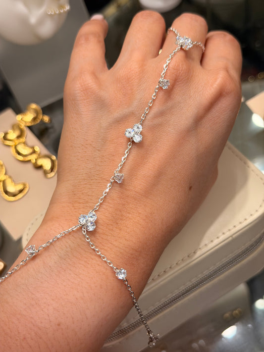 Pulsera de mano silver detalles con circonias