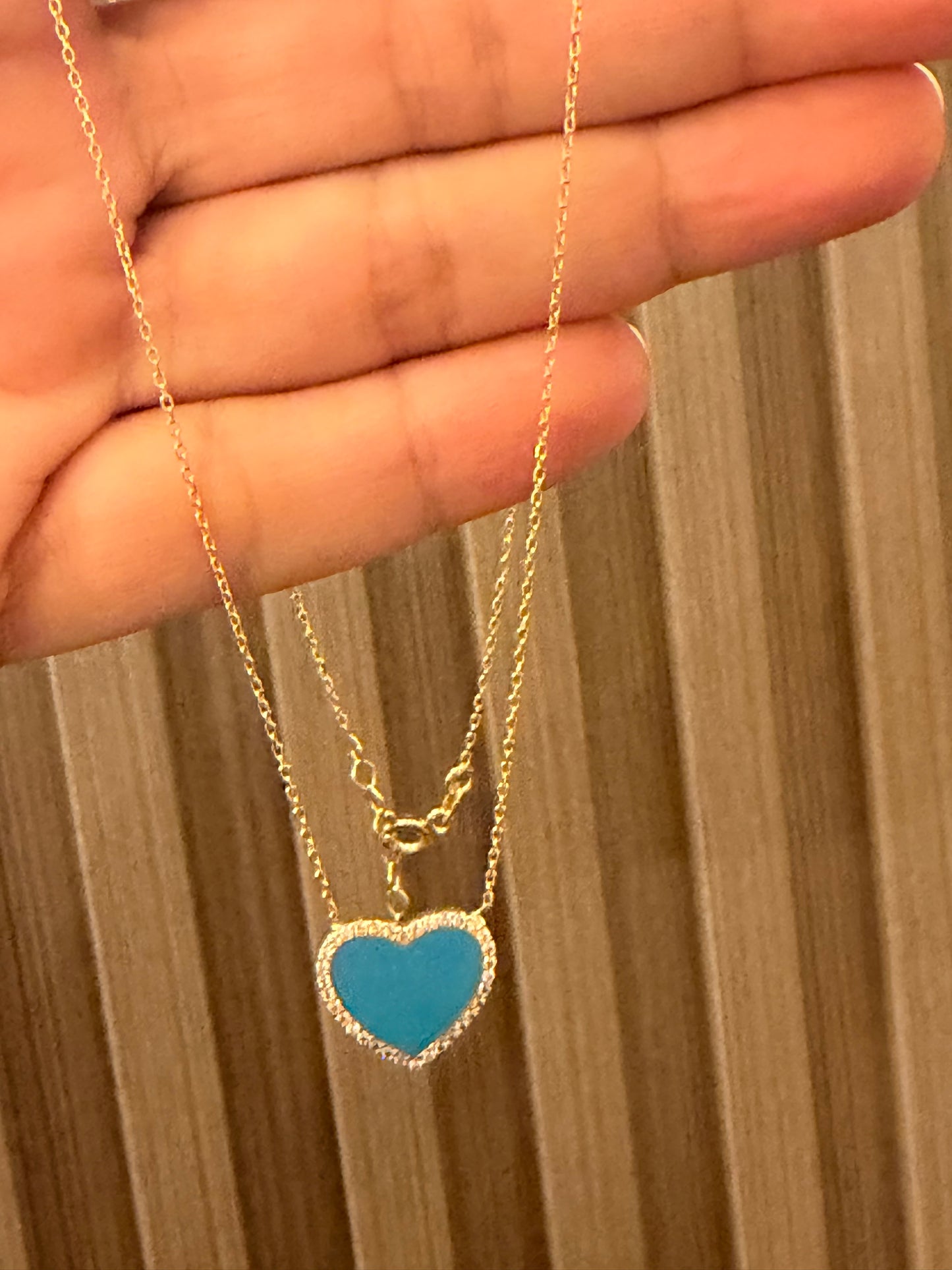 Cadena de Corazón Turquesa