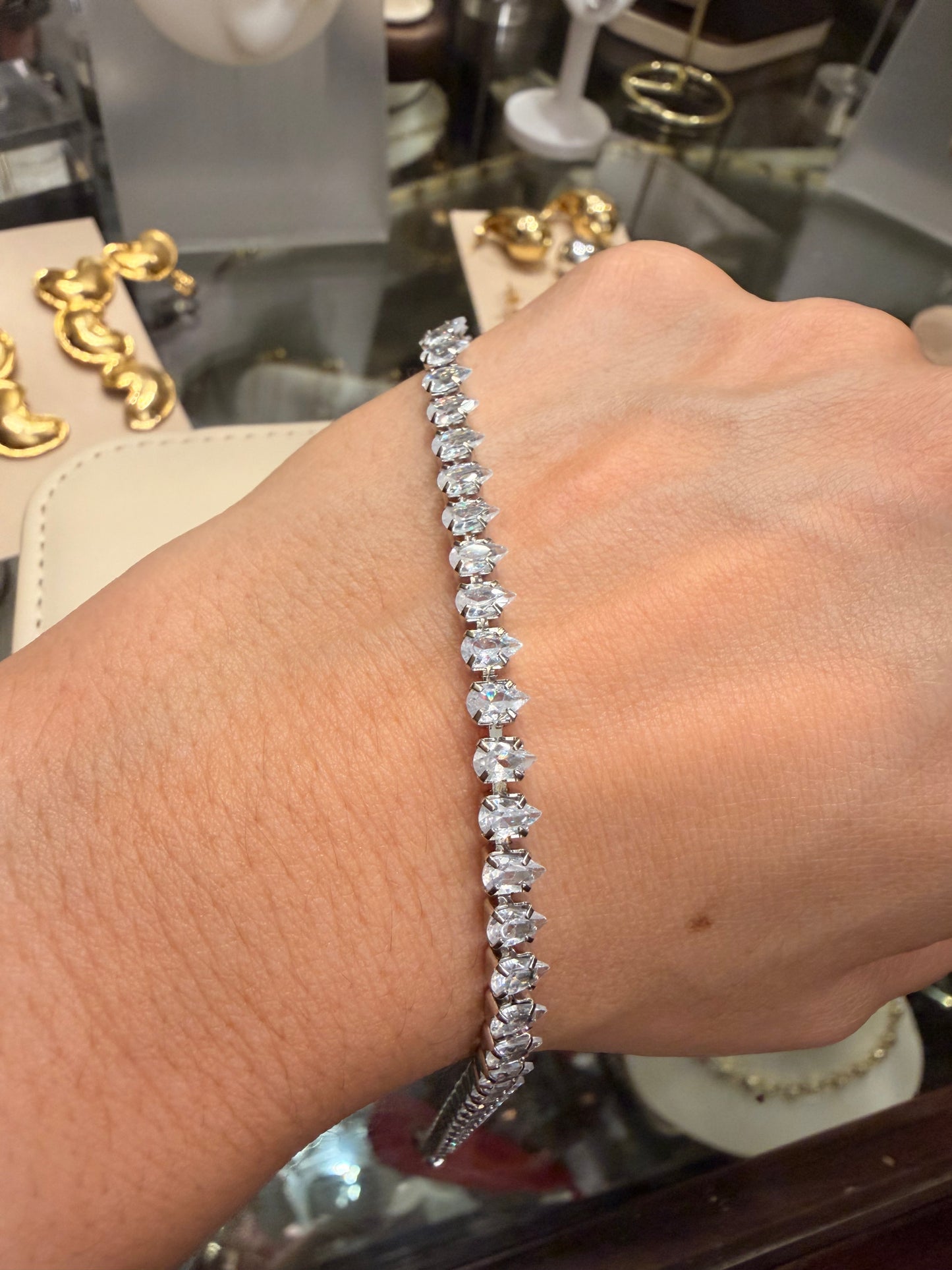 Set Marquise Silver. Tennis & studs en corte marquesa