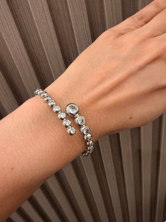 Brazalete rodinado silver con Cz redondas