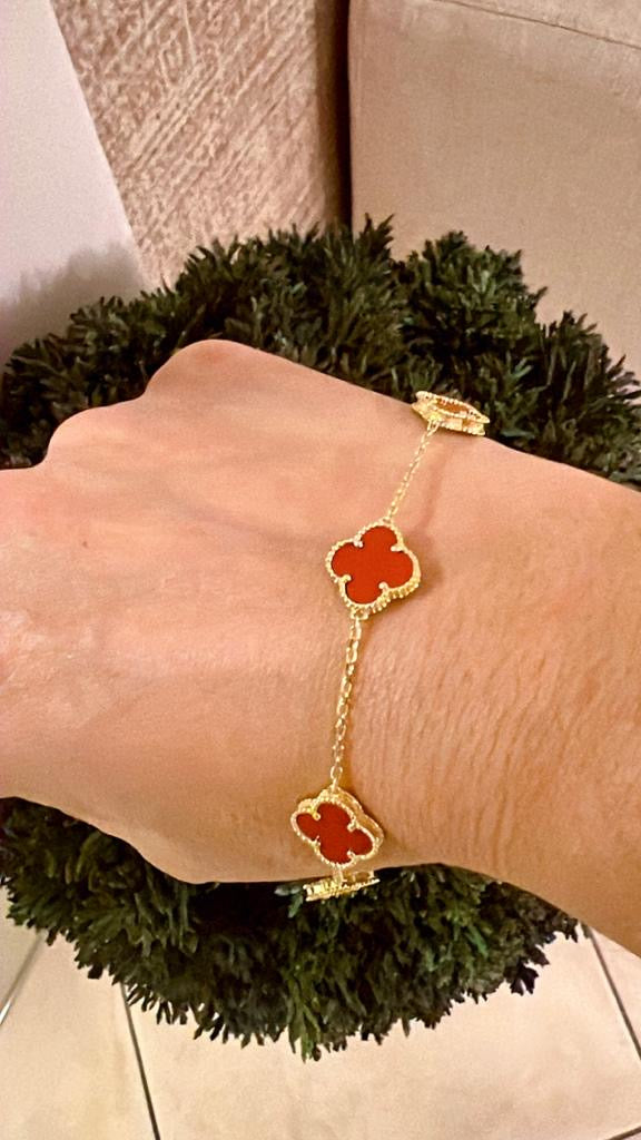 Brazalete de Oro Flor Carnelian