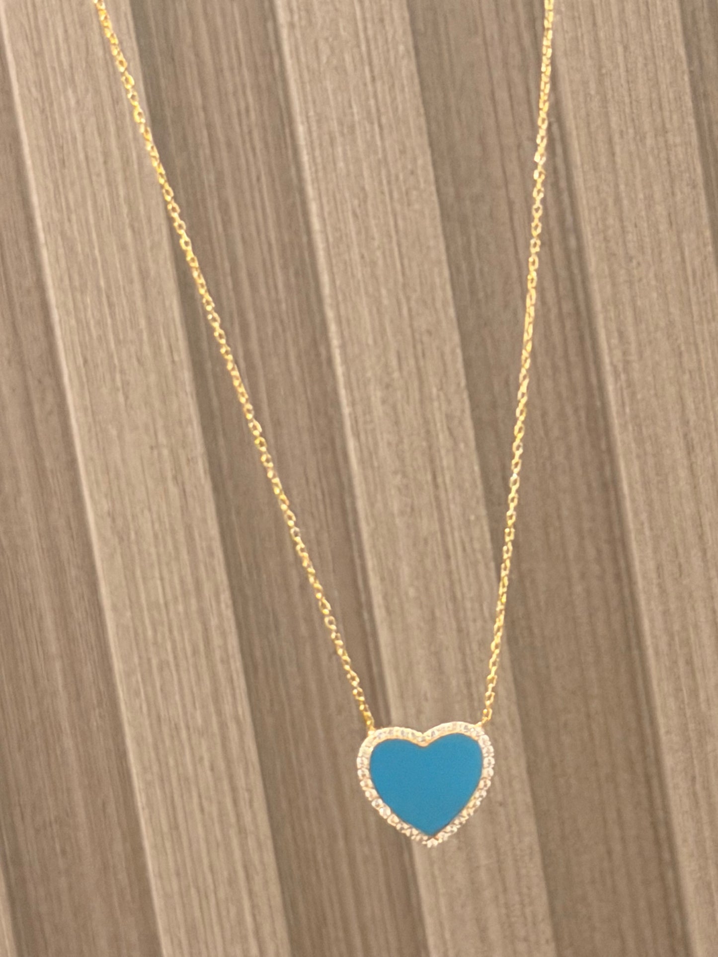 Cadena de Corazón Turquesa