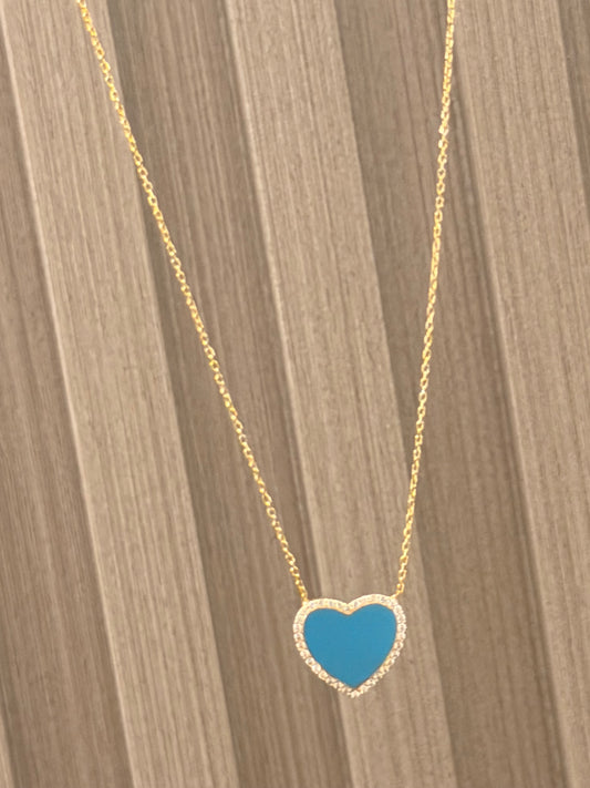 Cadena de Corazón Turquesa