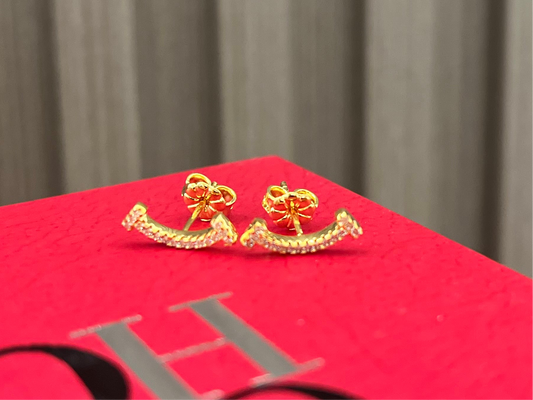 Aretes Sonrisa con Cz en plata 925 Gold