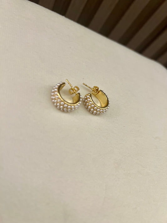 Argollas de perlas rodinados Gold pequeñas