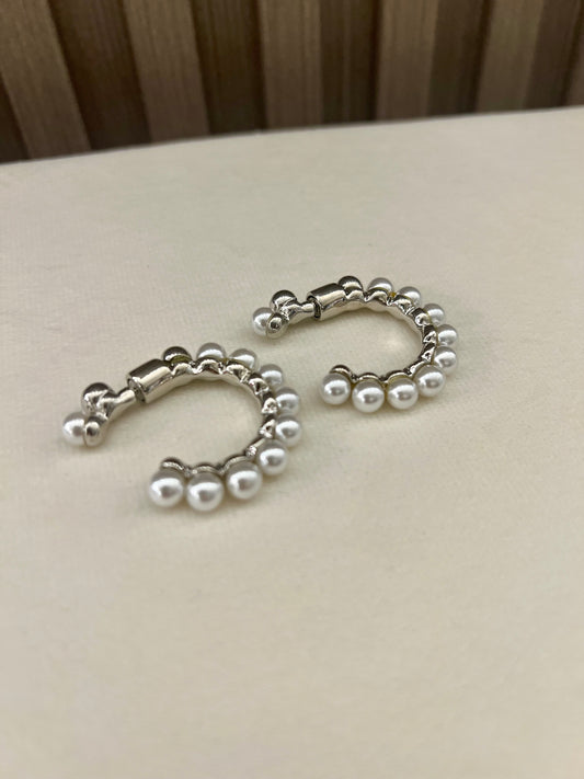 Argollas de perlas rodilladas Silver