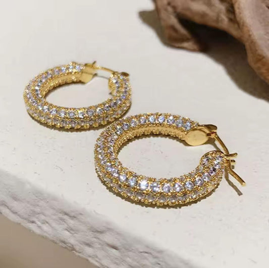 Argollas Gold con Cz rodinadas