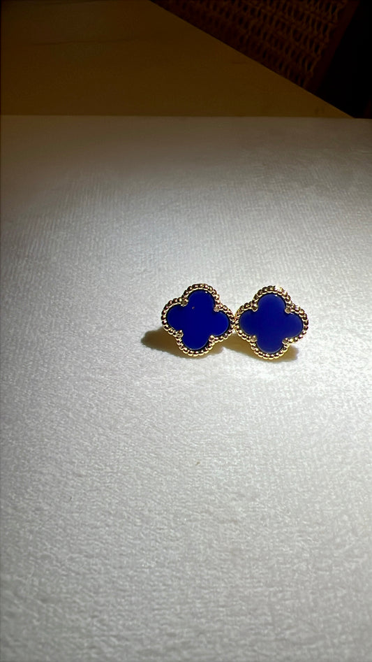 Aretes de flor Blue Gold rodinados