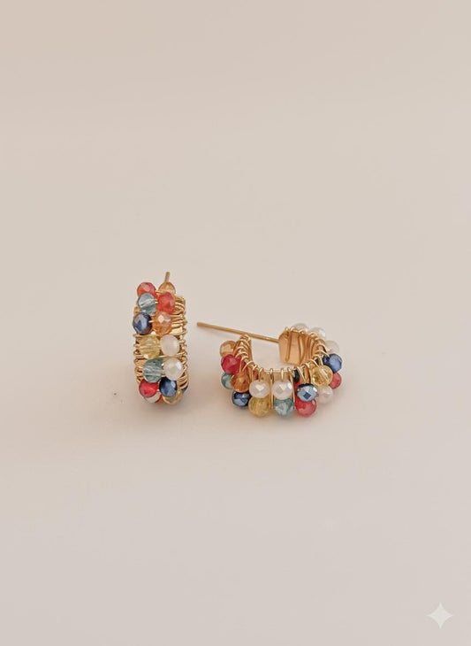 Aretes rodinados de cristales de colores oro Golfilled y baño de oro de 24 kilates