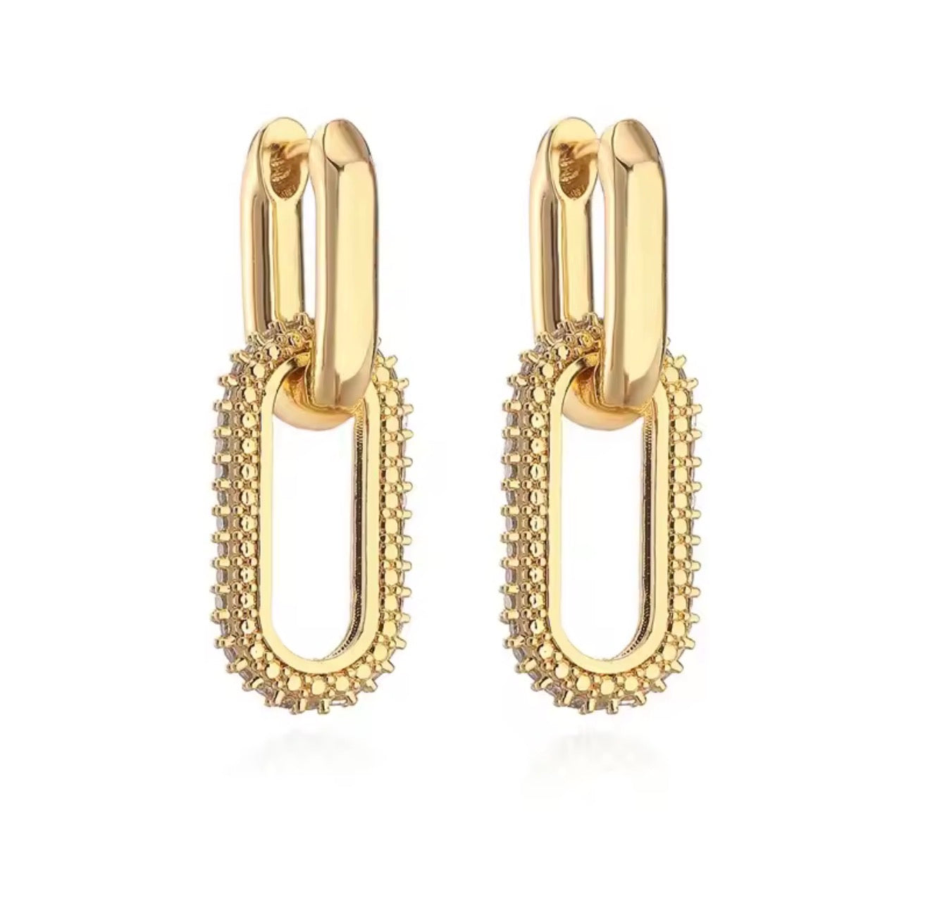 Aretes colgantes rodinados con Cz Gold