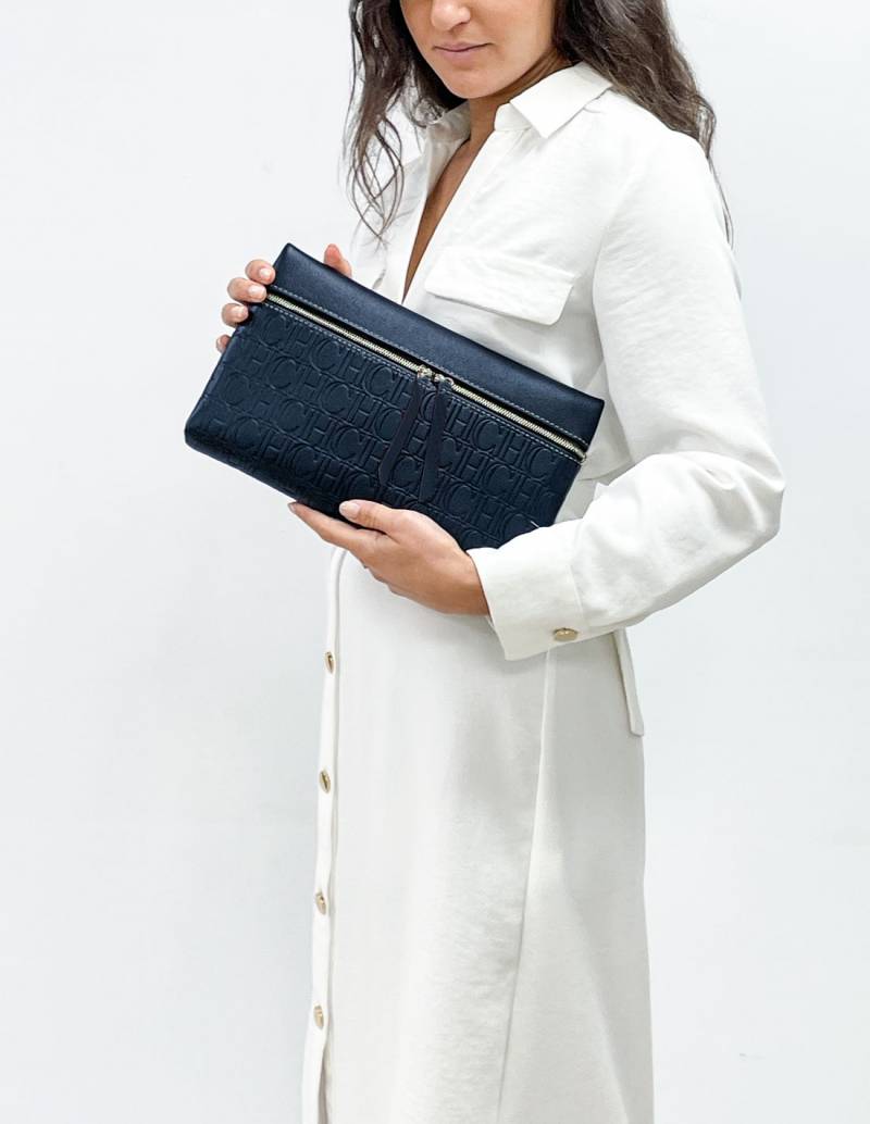 Bolso Carolina Herrera Inro Sello Azul Marino!